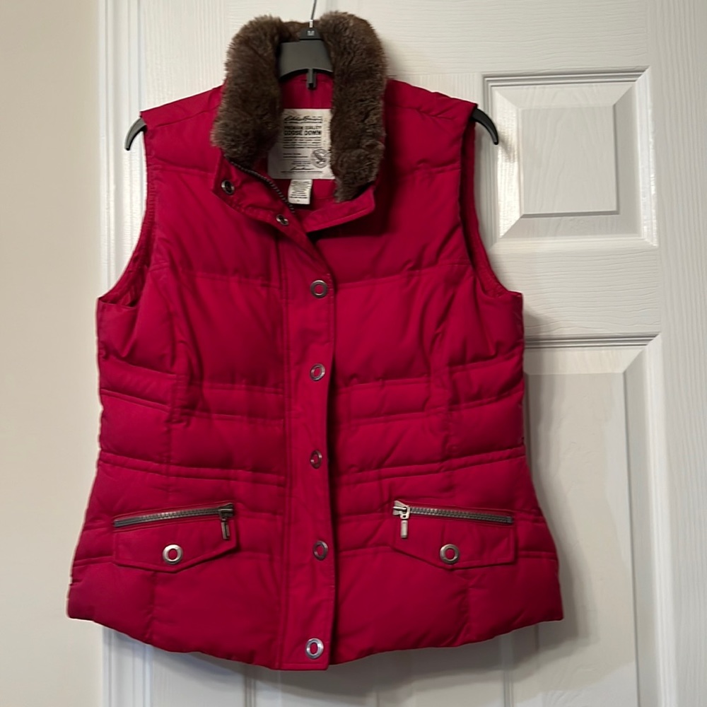 Eddie Bauer down vest with fur trim